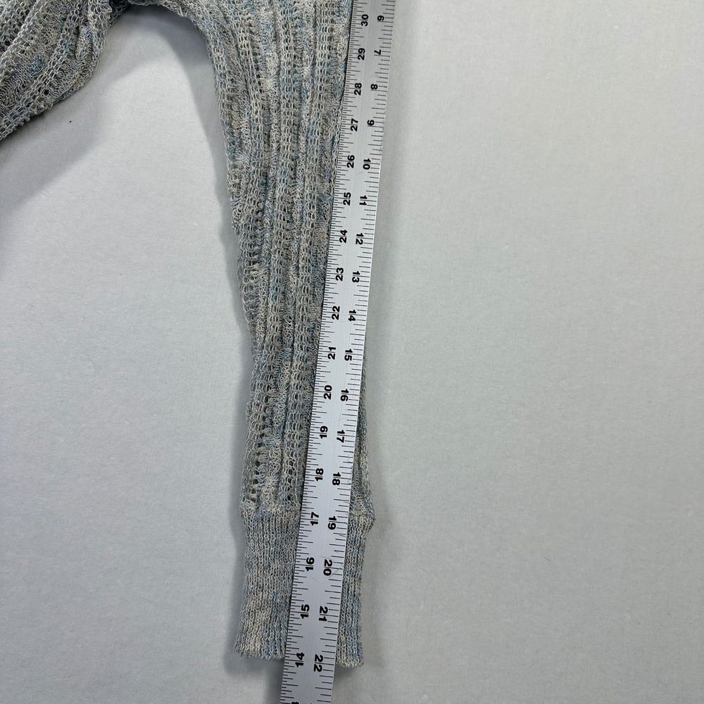 Natural Life Linen Blend Sweater XL Blue Gray Marl Metallic Cable Knit Coastal - Picture 8 of 11